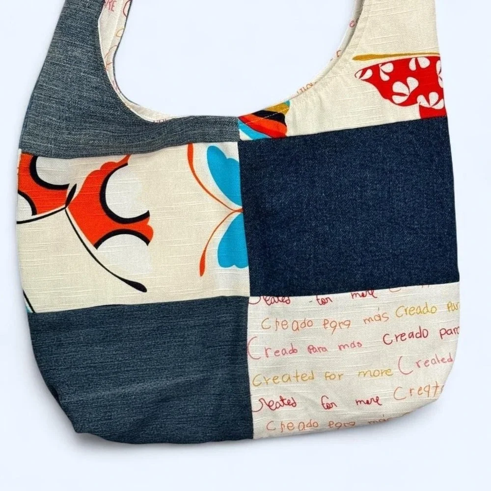 Vera Bradley New Hope Girls Patchwork Denim Hobo Shoulder Bag Art Deco‎ Cottage
